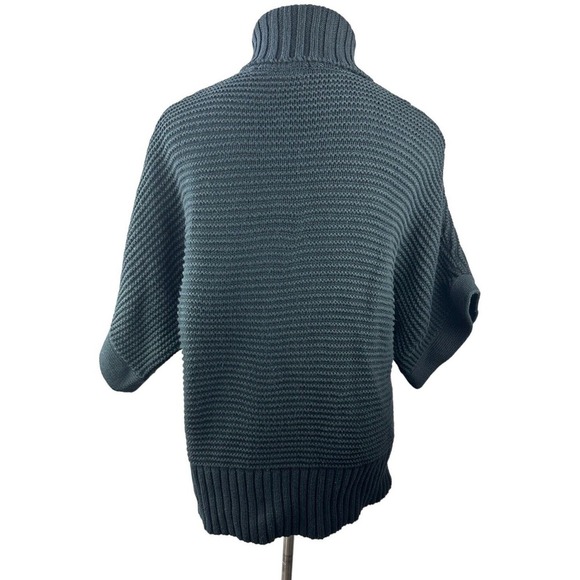 J. Crew Turtleneck Poncho Black Oversized Chunky Knit Ribbed Women's Size Small - Picture 3 of 10